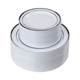 Plastic Disposable Plates 350 Pcs Plastic Dinnerware Set for Party and Wedding Plastic Disposable Plates 350 Pcs Plastic Dinnerware Set for Party and Wedding